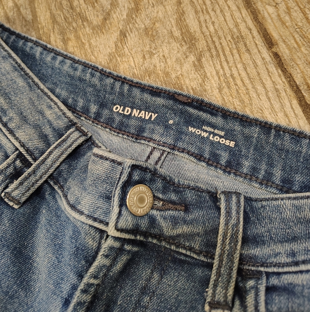 Old Navy Wow Loose Wide Leg High Rise Denim Jeans - Picture 9 of 11